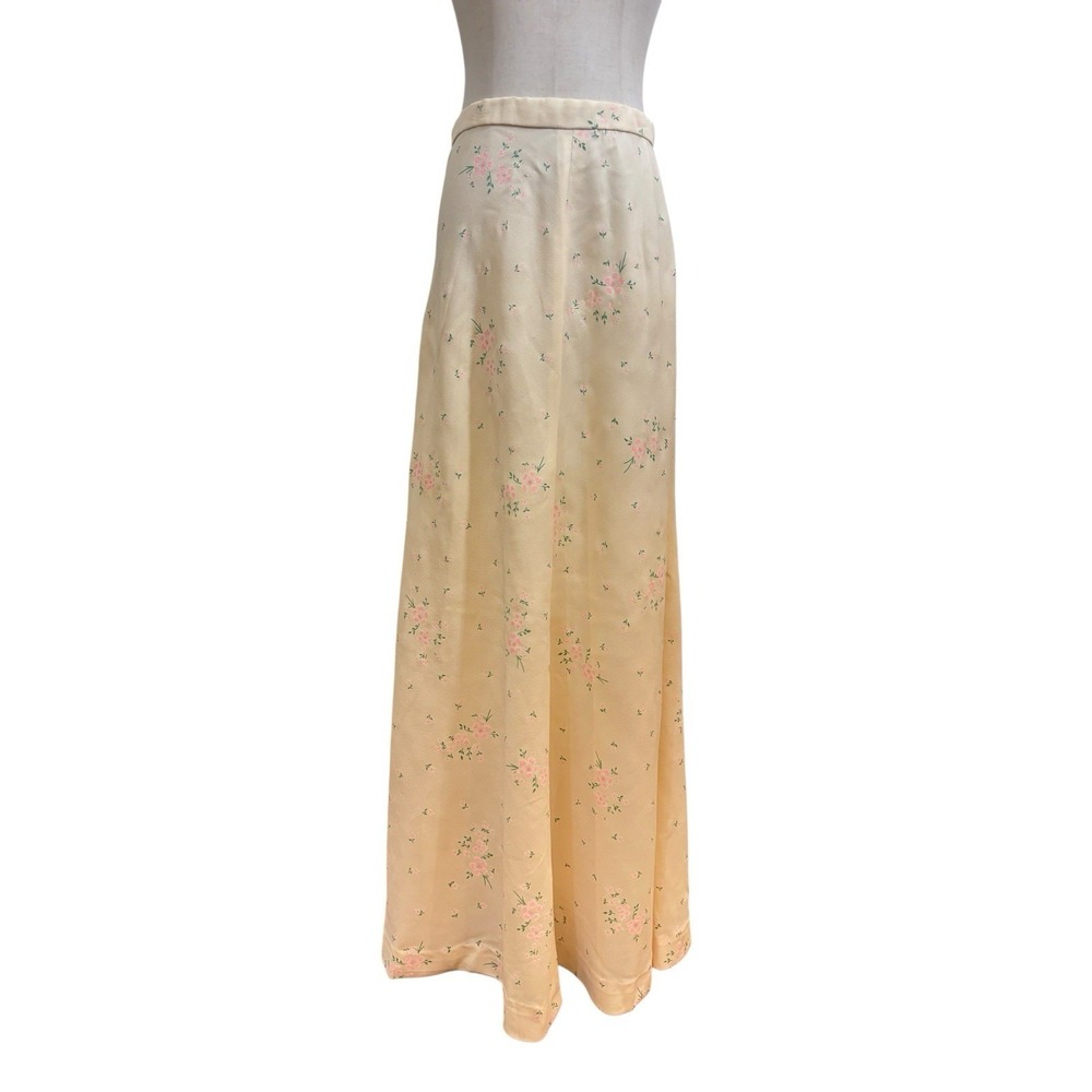 Vtg 70s Maxi Skirt Floral‎ Cottagecore Praire Boho Soft Girl Coquette